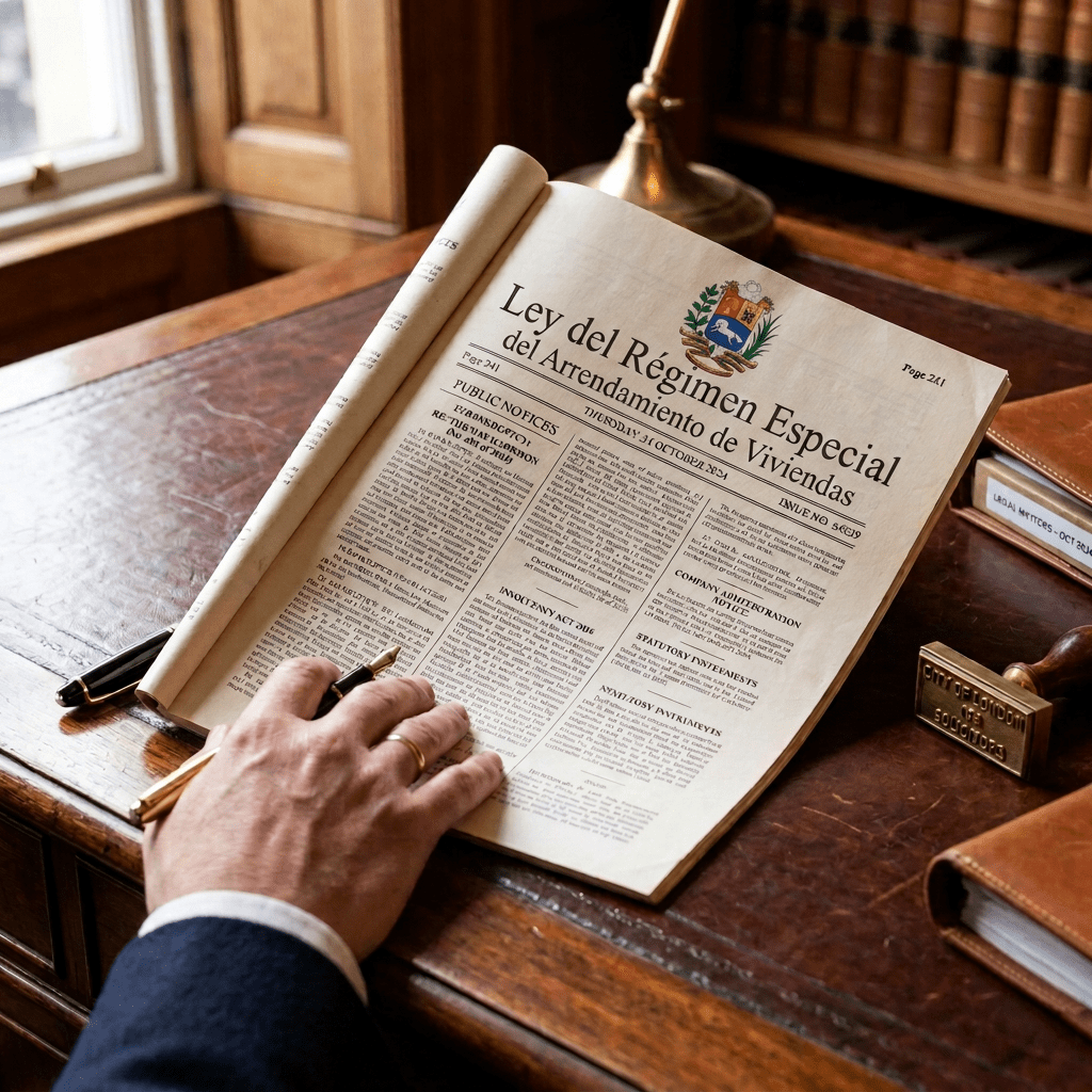 The London Gazette official public record page open on a wooden desk with a hand holding a pen