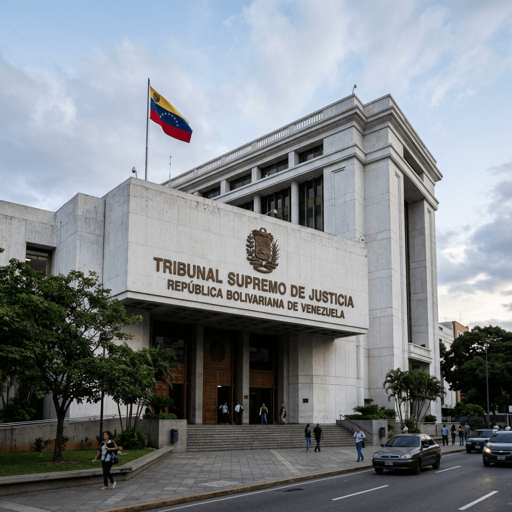 Venezuela Supreme Tribunal of Justice building with national flag